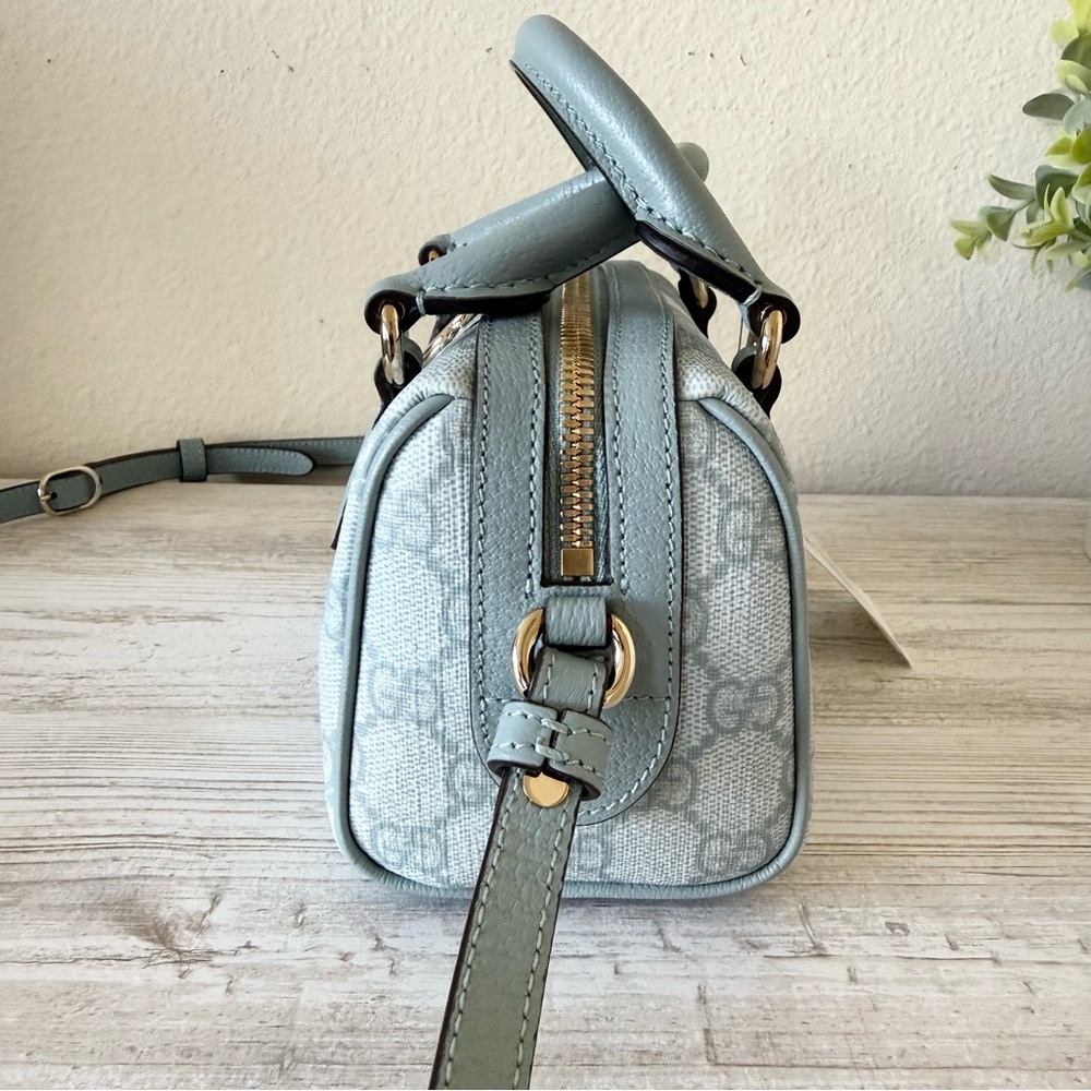 New Gucci GG Supreme mini crossbody bag with Web, blue - Picture 3 of 15